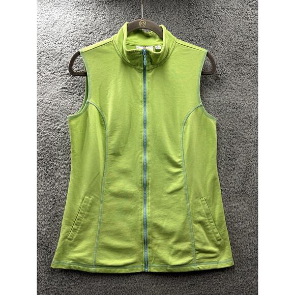Quacker Factory Small Green Vest Blue Bling Zip Activewear‎ Outdoors Warm - Picture 1 of 8